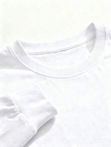 Women's Cotton Blend Lightweight Crewneck Sweatshirt Heart Pattern One Day At A Time Text All Seasons Casual Back To School Family Holiday Wear - White - View 5
