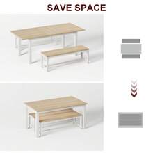47.3''-63'' Extendable Rectangular Dining Table For 6, Modern Farmhouse Large Kitchen Table With Metal Legs, Space-Saving Dining Room Furniture For Apartments, Small Spaces - Single Table - View 5