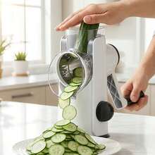 Hand Crank Rotary Cheese Grater Slicer With 3 Blades, Non-Slip Suction Base Manual Shredder For Cheese Veggies Nuts, Comes With Free Cleaning Brush - Green - View 6