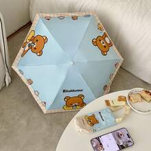 San-X Rilakkuma Authentic Cartoon Relaxed Bear Mini 5-Fold Umbrella, Cute 3D Bear Doll Sun Protection Parasol - Multicolor - View 5