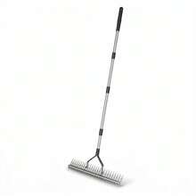 Garden Thatch Rake 1.77M Steel Handle Adjustable Curved Teeth Lawn Moss Remover Leaf Rake Heavy Duty Garden Yard Maintenance Tool - A - View 7