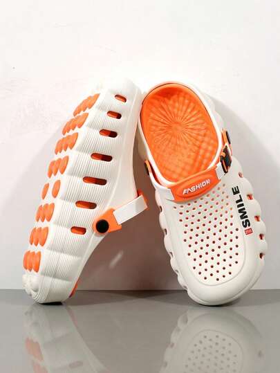Outdoor Breathable High-Quality Clogs, Non-Slip Men's Sandals, Lightweight Breathable Beach Shoes, Soft Comfortable Garden Shoes, Thick Sole Durable Men's Casual Shoes, Plus Size 36-45 Men's Shoes (Hand-Painted Sole, Asymmetric Pattern)