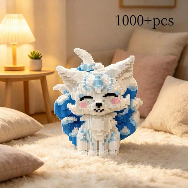 1500+ Piezas Oso con Sombrero, 1000+ Piezas Zorro de Nueve Colas Micro Partícula Modelo de Bloques de Construcción de Animal, Rompecabezas 3D de Alta Dificultad Hecho a Mano de Color Mixto, Recuerdo Romántico Único DIY, Adorno de Regalo Ideal para Amantes y Parejas, Versión Estática, Sin Luces