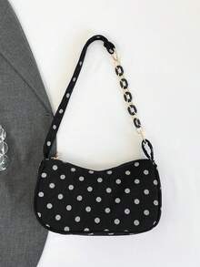 Bolso de hombro minimalista y de moda con pliegues de nube de unicolor - Negro - Ver 3