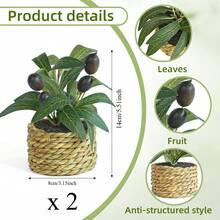 1/2pcs 5.51inch Olive Imitation Small Plants, With Pure Green Leaves That Are Versatile And Suitable For Cream Or Japanese Styles. They Are Suitable For Use On Home Coffee Tables, Model Rooms, Tea Rooms, And Study Desks As Decorative Items - Green - View 9