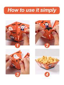 6pcs Halloween Paper Popcorn Boxes, Cute Ghost Pumpkin Snack Trays, Baby Shower Decor, Halloween Party Decorations, Halloween Decor, Trick Or Treat, Halloween Birthday Table Decor, Party Favors, Halloween Gifts - Multicolor - View 6