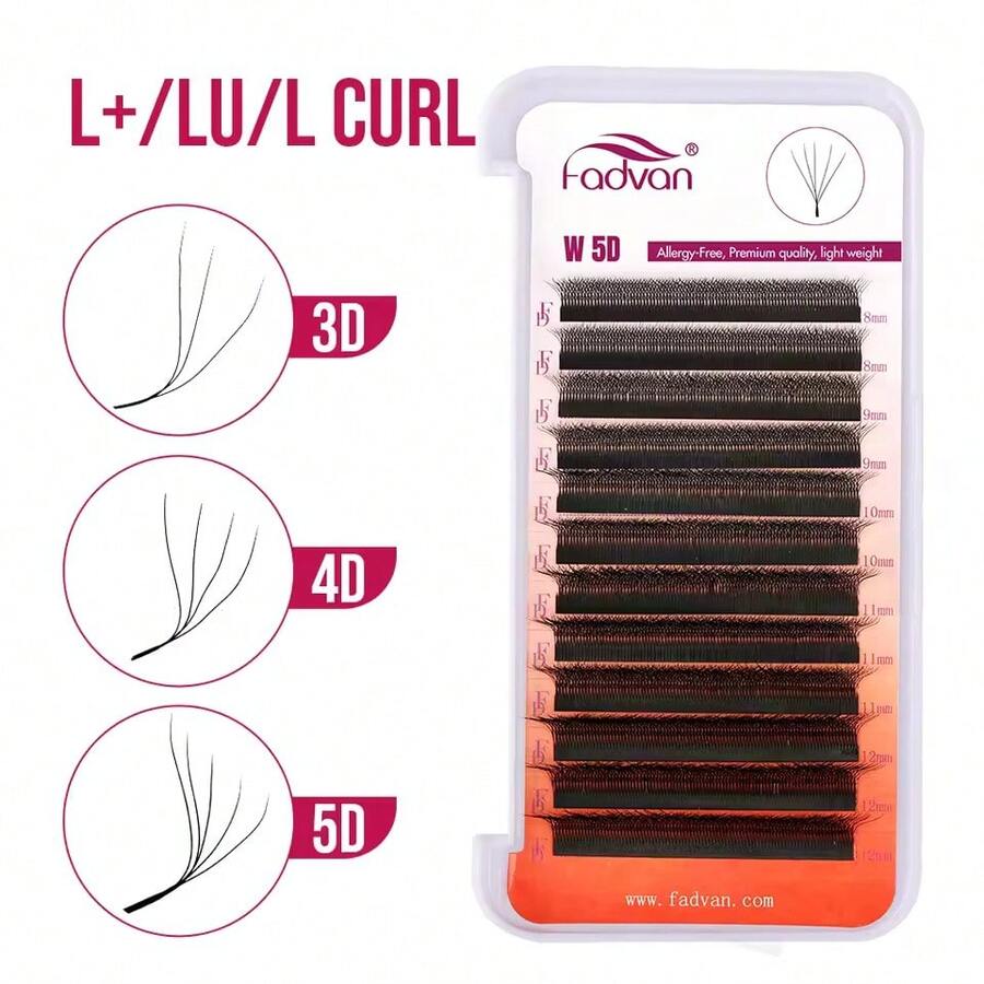 FADVAN D-Curl 3D/4D/5D W 形睫毛 0.07 7-15 毫米和混合预制 W 扇形睫毛延长自然柔软黑色浓密风格睫毛仿貂皮单根睫毛，睫毛科技用品睫毛簇，睫毛簇，单根睫毛，睫毛，假睫毛