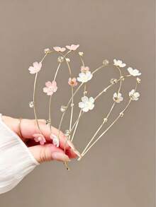 2pcs Elegant Double Layer Floral Rhinestone Headband Sweet Girl Hair Accessory - Multicolor - View 1