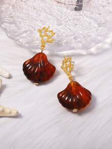 1 Pair Summer Ocean Natural Vacation Style Conch Shell Starfish Shell Earrings For Women, Lightweight Luxury Personalized Casual Versatile - Ocean-themed Earrings - View 10