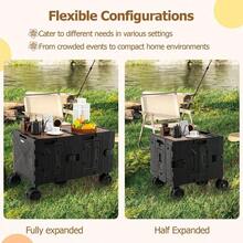 Large Foldable Utility Cart With 2-Tier Storage Crates And Telescoping Handle-Black-XY990145 - JV12891WH - View 4