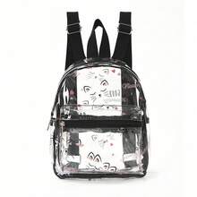 Mini-PVC-Rucksack mit großer Kapazität und attraktivem Design, tragbarer, wasserdichter, transparenter PVC-Rucksack mit Katzenmotiv - Unsichtbare Katze - Übersicht 2