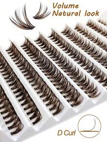 200 Pack Of Fluffy Brown Eyelashes, 80D Curly Dense Coffee Brown Cat Eye Eyelashes, 8-16mm Natural Brown Soft Fan-Shaped Eyelashes, Suitable For DIY Eyelash Extensions, Suitable For Daily Use Or DIY Hand Grafting When Going Out, Easy To Carry - D - View 6