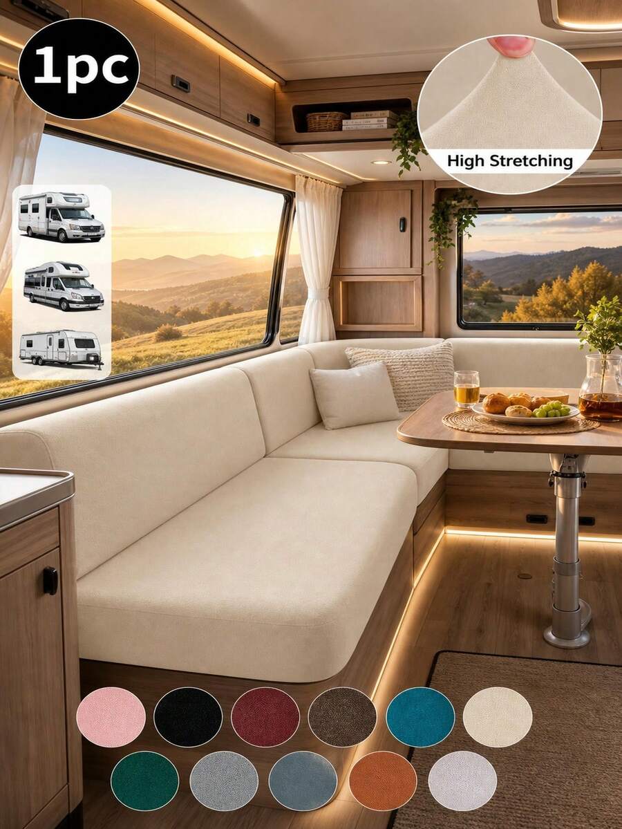 All Season Universal Milk Silk RV Sofa Cover 1Pc, Anti-Scratch Anti-Slip Dustproof Stain Resistant Couch Slipcover, Washable Furniture Protector For RV Camper Bedroom Living Room Study - Multicolor - View 1