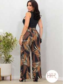 Wide-Leg Pants In DUNA Fabric, Unlined, Woven Fabric WITHOUT Elastane, With Pockets (Size Chart Available) - marrón con chapa negra - Ver 2