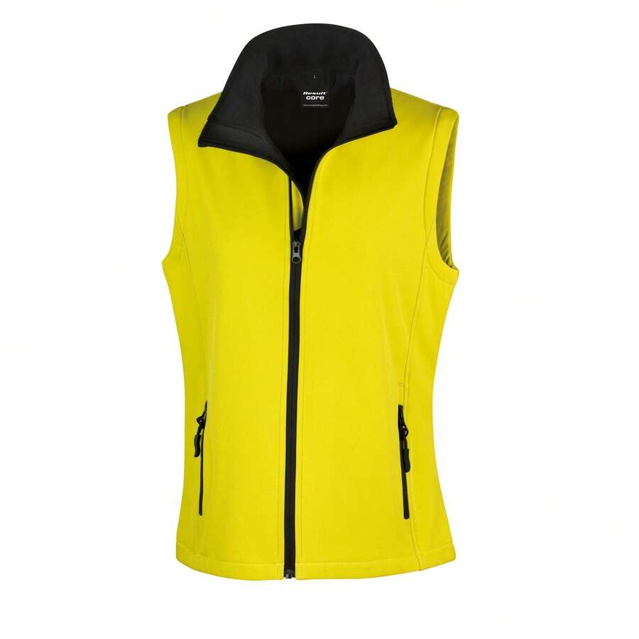 Result Core Womens/Ladies Printable Full Zip Softshell Bodywarmer - Yellow / Black - View 1
