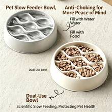 Mangkuk Makan Lambat 2-in-1 untuk Hewan Peliharaan, Mangkuk Makan dan Minum Anti Tersedak Bergelombang untuk Anjing dan Kucing Ukuran Kecil dan Sedang - Satu ukuran cocok untuk semua. - View 6