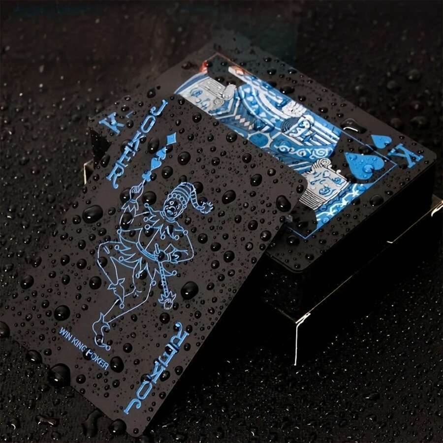 1set-Waterproof Playing Cards, PVC Plastic Playing Cards, 1 Deck Of Playing Cards, Christmas Gift Playing Cards, Halloween Gift, Thanksgiving Gift, Game Gift, High Quality. Creative Personalized Non-Fading Playing Cards Black PVC Waterproof Playing Cards. Party Games And Activity Supplies.