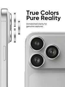 3pcs - Silver 17 Pro Max/ 17 Pro Camera Lens Protector - Durable Tempered Glass With Aluminum Ring, Ultra Clear, Easy Installation, Phone Accessories, Compatible With Phone Cases - Silver - View 3