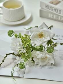 1pc Artificial Flower Ball, Chrysanthemum Rose, Holiday Wedding Bridal Bouquet, Floral Wreath, Home Room Dining Table Decor, Garden Autumn Decoration - White - View 4
