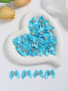 50pcs 2.5cm Mini Satin Ribbon Bows With Rhinestones, Multicolor Small Decorative Bows For DIY Hair Accessories, Doll Dressing, Gift Wrapping - View 14