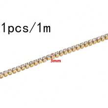Dây xích đính đá rhinestone màu vàng 1m, viền pha lê đính dày, vật liệu làm trang sức DIY, phù hợp cho vòng tay, dây chuyền, trang trí quần áo và đồ thủ công handmade - dây chuyền đính đá - Xem 9