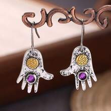 Hammered Texture Creative Earrings, Personalized For Women's Daily Wear And Gifting - Antique Silver - View 2