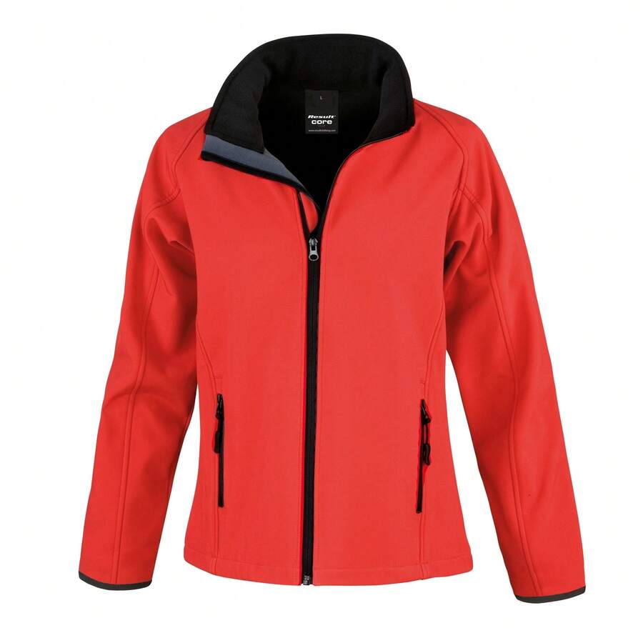 Result Womens/Ladies Core Printable Full Front Zip Softshell Jacket - Red / Black - View 1