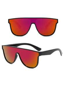 1 Pair Women's And Men's One-Piece Frame Colorful Red Cycling Sunglasses, Suitable For Daily Outdoor Sports, Y2K Music Festival, Summer Beach Vacation, Outdoor Travel, Music Festival, College Style, Back To School Season And Other Occasions - Red Mercury - View 2