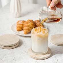 Round Natural Agate Stone Coaster, Non-Slip Cork Bottom Heat-Resistant Beverage Coaster, Suitable For Coffee Tea, Home Desktop Decoration - Beige - View 6