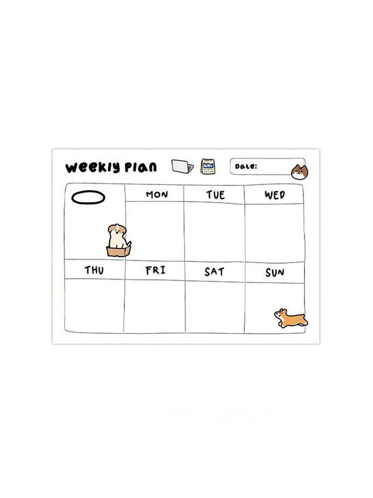 1pc/6pcs Healing Simple Puppy Pattern Sticky Notes, Including Weekly Planner, To-Do Checklist, Blank Memo, Daily Record; Thick Non-Bleed Paper For Smooth Writing, Self-Adhesive For Easy Pasting, Suitable For Planner Collage, Study Planning, Workplace Daily Memo, Cute Gift For Dog-Loving Students - one-size - View 7