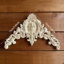 1pc Unfinished Wooden Carved Decorative Corner Onlay, Intricate European Style Relief Pattern, Suitable For Cabinet, Door, Window, Fireplace, Wall, Furniture, Backsplash Decor, DIY - Multicolor - View 14