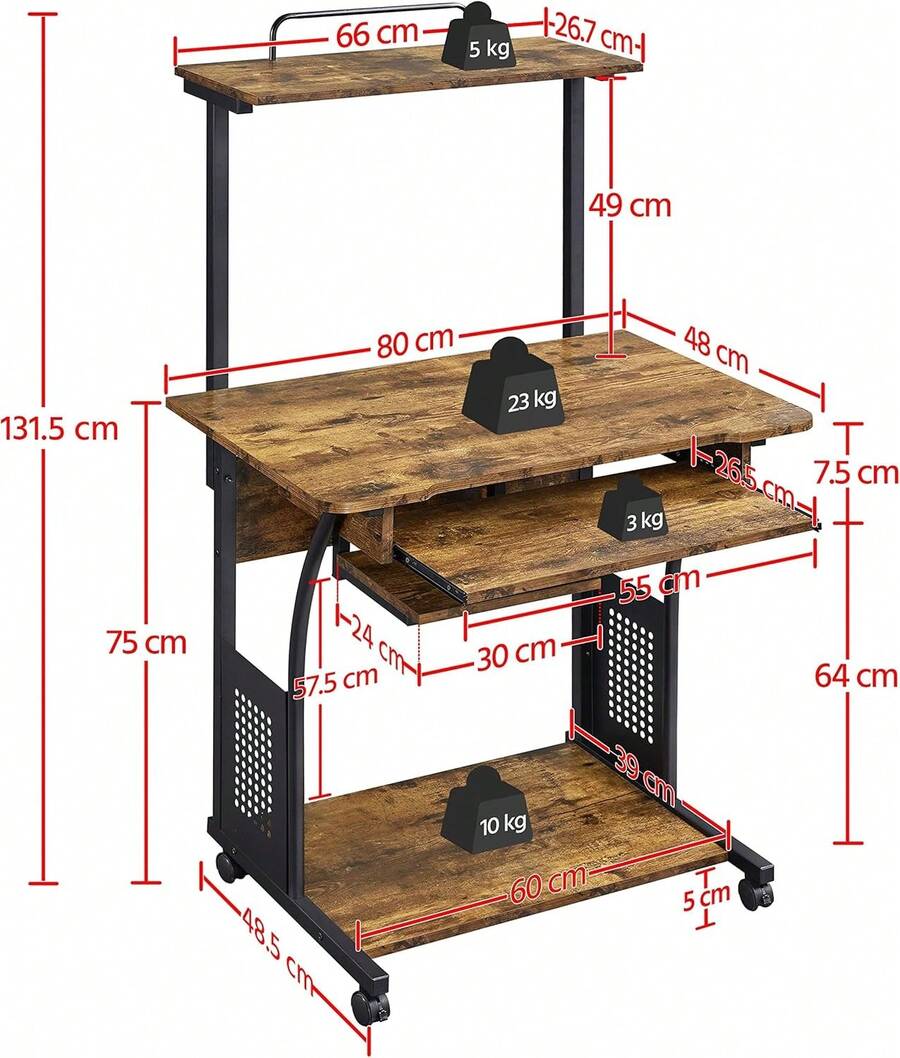 Computer Armoires & Hutches - Maroon - View 1