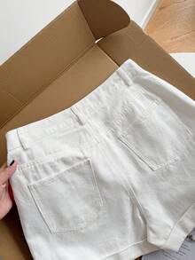 Women's Casual Loose Versatile Denim Shorts With Pockets Summer White - White - View 6