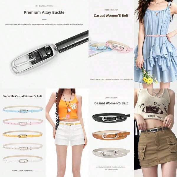 Cross-Border Hot Belt For Women Ins Thin Belt Bohemian Decorative Belt For Spring And Summer Hot  1.4cm