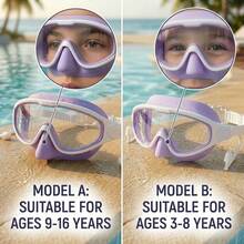 Kids Large Frame Mask-Style Swimming Goggles, Panoramic HD Lenses, 2 Sizes Available, Waterproof & Anti-Fog, Back To School, First Day Of School - Multicolor - View 3