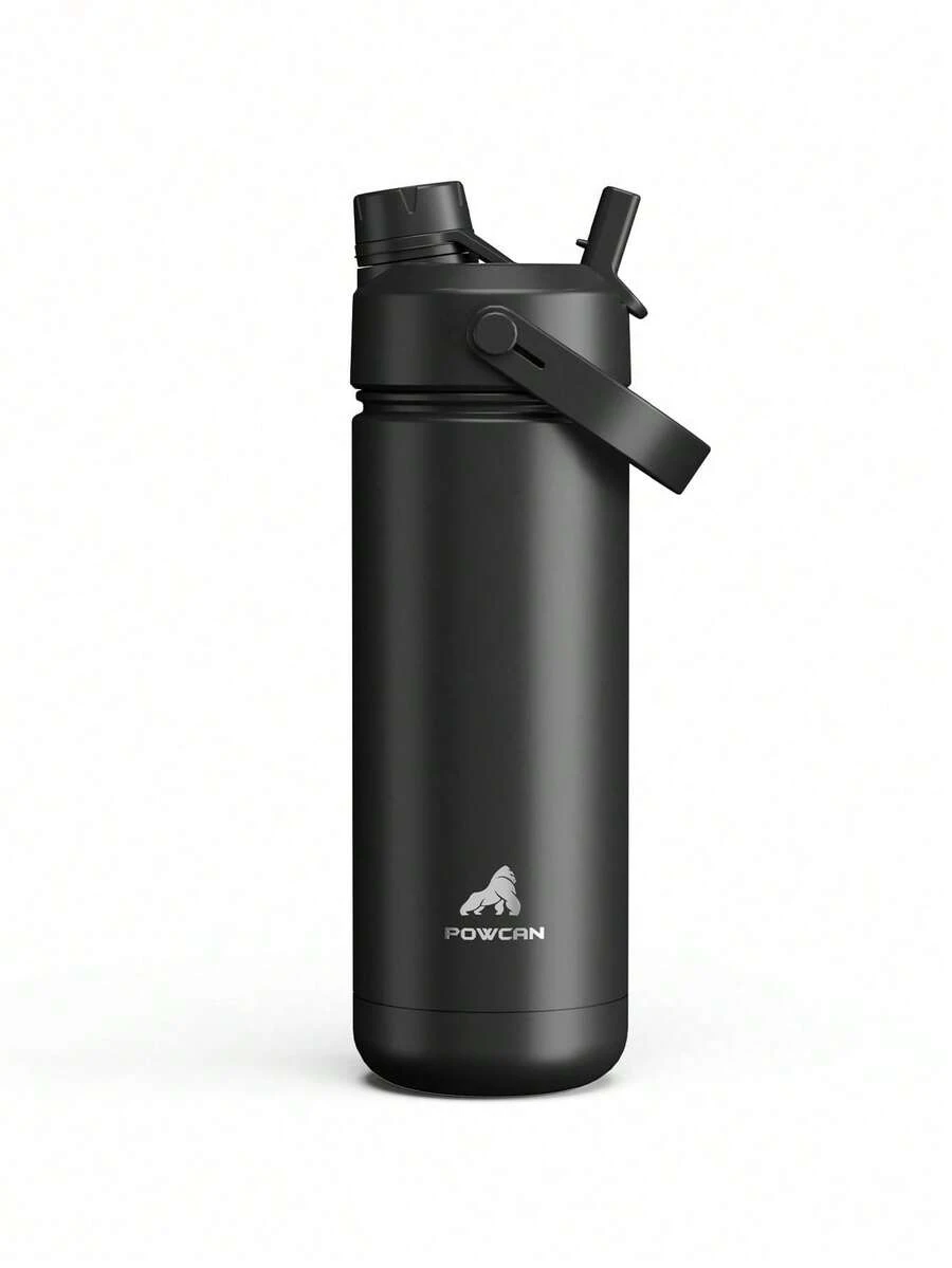 Powcan 18oz Insulated Water Bottle With 2-In-1 Straw And Drinking Spout Lid, 24 Hours Cold Retention, Leak-Proof, Double-Wall Stainless Steel, Suitable For Sports, Gym, Travel And School