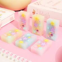 3pcs Random Pastel Starry Sky Erasers, Novel 3D Star Pattern Mini Colorful Eraser Blocks, For Office Desk Decoration, Diary Crafting Stationery - Multicolor - View 5