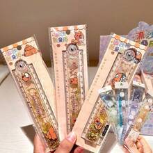 1pc 30cm Capybara Folding Ruler, Capybara Liquid Sand Straight Ruler, Student Stationery Drawing Ruler - Multicolor - View 6