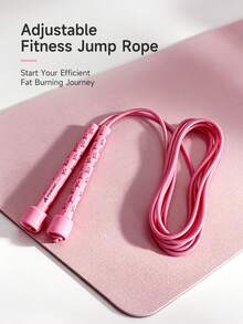 Powcan Cuerda de saltar para fitness, cuerda de saltar ajustable unisex, accesorio deportivo de gimnasio, cuerda de saltar de PVC con mango de plástico, cuerda de velocidad ligera, adecuada para entrenamiento de fitness al aire libre, entrenamiento y competición - Rosa - Ver 4