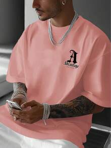 Men's Casual Short Sleeves T Shirt,The Large Size Is Printed On The Back LA Letter Pattern - 100% Polyester Fiber,Breathable And Elastic,Loose Fit Is - 白色 - 查看 10