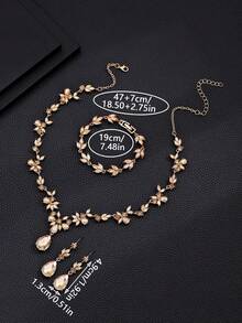 Necklace + Earrings + Bracelet. Fashionable Luxury Crystal Necklace Suitable For Wedding, Banquet, Party, Ball, For Women - Royal Blue - View 4