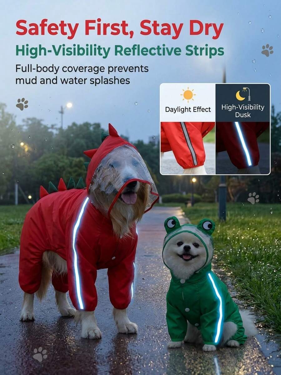 Cat And Dog 4-Legged Raincoat, Outdoor Waterproof Supplies, Large Dog Raincoat, Reflective Adjustable, Pet Hooded Raincoat, Puppy Continue, Luke Combs, Dachshund, Yes, Pet Supplies, Jumpsuit, Travel Supplies, T-Shirt, Hoodie, One Duck