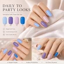 Kit de Esmalte em Gel GMUME com 4 Peças. Coleção Azul-Roxo Sonhadora 032, 045, 042, 035 Conjunto de Gel para Unhas UV/LED Soak-Off. Frascos Combinando Cores, 16 Ml (0,54 Fl Oz). Qualidade de Salão, Uso Doméstico, Longa Duração, Resistente a Lascas, Arte de Unhas, Manicure DIY em Casa - Multicolorido - Visão 10