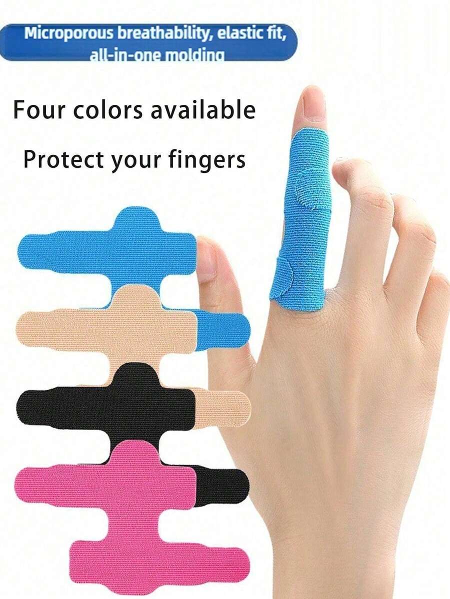 10pcs Double-Band Asymmetric Finger Sleeves With Elastic Support And Finger Protection, Breathable Micro-Pore Sports Protective Tape, Comfortable Fit With Muscle Support, Pre-Curved Design, Lightweight Support, Breathable Polyester Material, Anti-Slip And Anti-Wrinkle - Multicolor - View 1