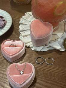 Kotak Cincin Mini Bentuk Hati Bergaya Vintage, Kotak Cincin Berlian Tunggal, Kotak Cincin Lamaran, Kotak Kalung Pita untuk Upacara Pernikahan, Kotak Perlengkapan Perhiasan - MultiWarna - View 8
