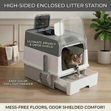 Enclosed Litter Box With Front Entry Top Exit Design, Anti Tracking & Odor Control Covered Litter Pan, Pull-Out Design, Easy Clean Litter Box For Indoor Cats,Cat Stuff,Cat Accesorries,Cat Supplies,Pet Supplies,Kitten Stuff,Halloween - L - View 2