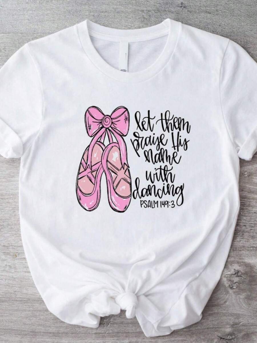 Let Them Praise His Name With Dancing Psalm 149 3 T-Shirt, Funny Ballerina Shirt, Inspirational Christian Women Tee, Ballerina  T-Shirt - White - View 1