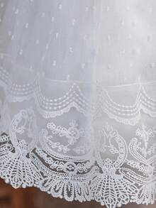 Baby Girls Little Dress, White Baptism Gown Suitable For Party, Wedding, Birthday, Celebration, Formal Occasions, All Seasons - White - View 10