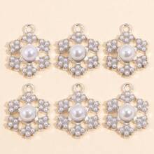 10Pcs Snowflake Series Pearl & Rhinestone Alloy Snowflake Pendants, Suitable For DIY Jewelry Making, Necklace Bracelet Earring Accessories, Christmas Holiday Decoration Gifts - Multicolor - View 35