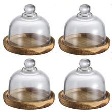 1pc/4pcs Mini Dessert Serving Tray Platter With Glass Dome, Wooden Cake Stand Display - Mini Cake Plates - View 13